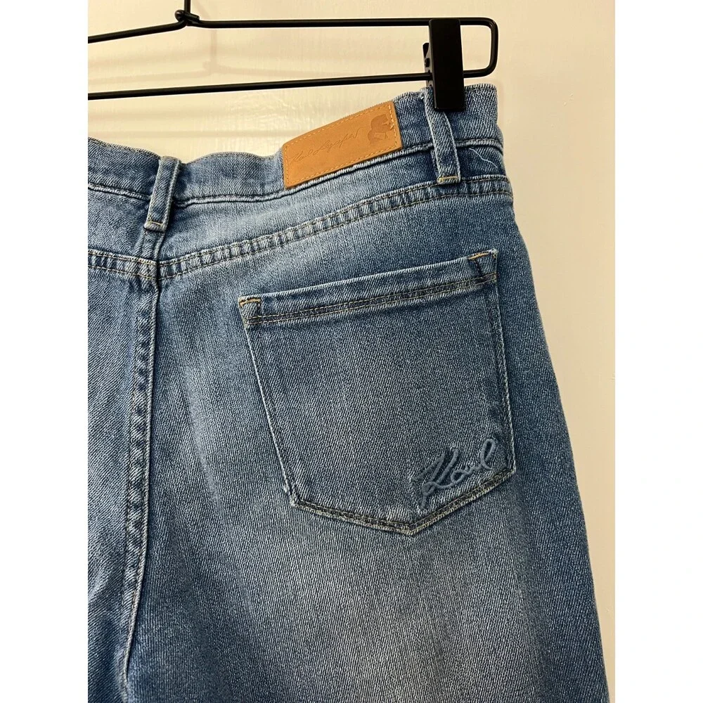 Karl Lagerfeld Paris Button Fly Raw Released Step Hem Jeans - Women's 4 - Picture 4 of 11